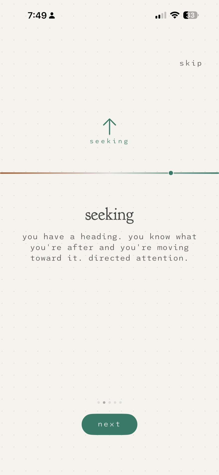 Decisions explaining seeking — an upward arrow and 'directed attention'.